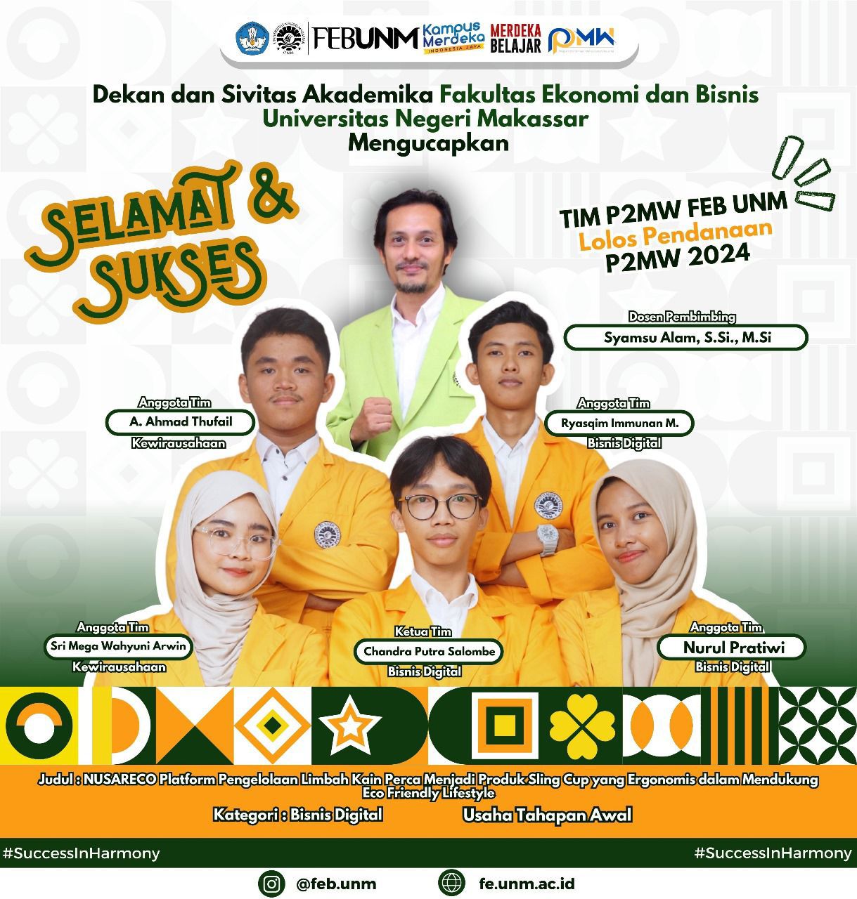 Tim Nusareco Dari Program Studi Bisnis Digital Lolos Pendanaan P2MW Tahun 2024
